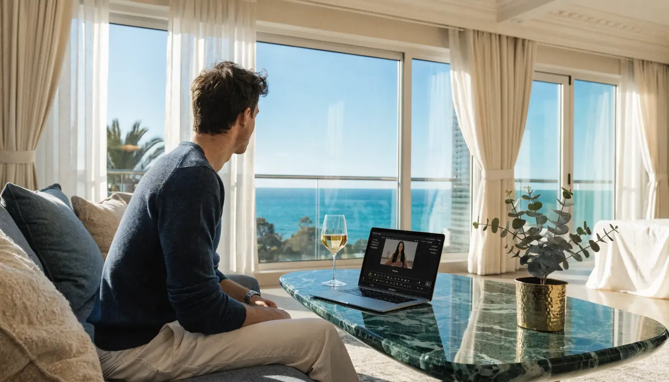 Australian living room with laptop showing live dealer casino